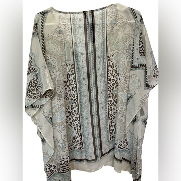 Chicos Womens Multicolor Paisley Drawstring Cape Kimono Poncho Blouse NWOT - Picture 2 of 6